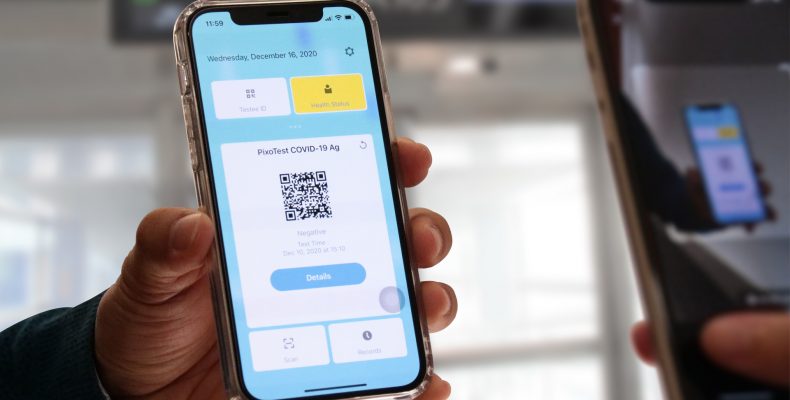 PixoTest COVID-19 Antigen Test result on PixoHealth Pass App