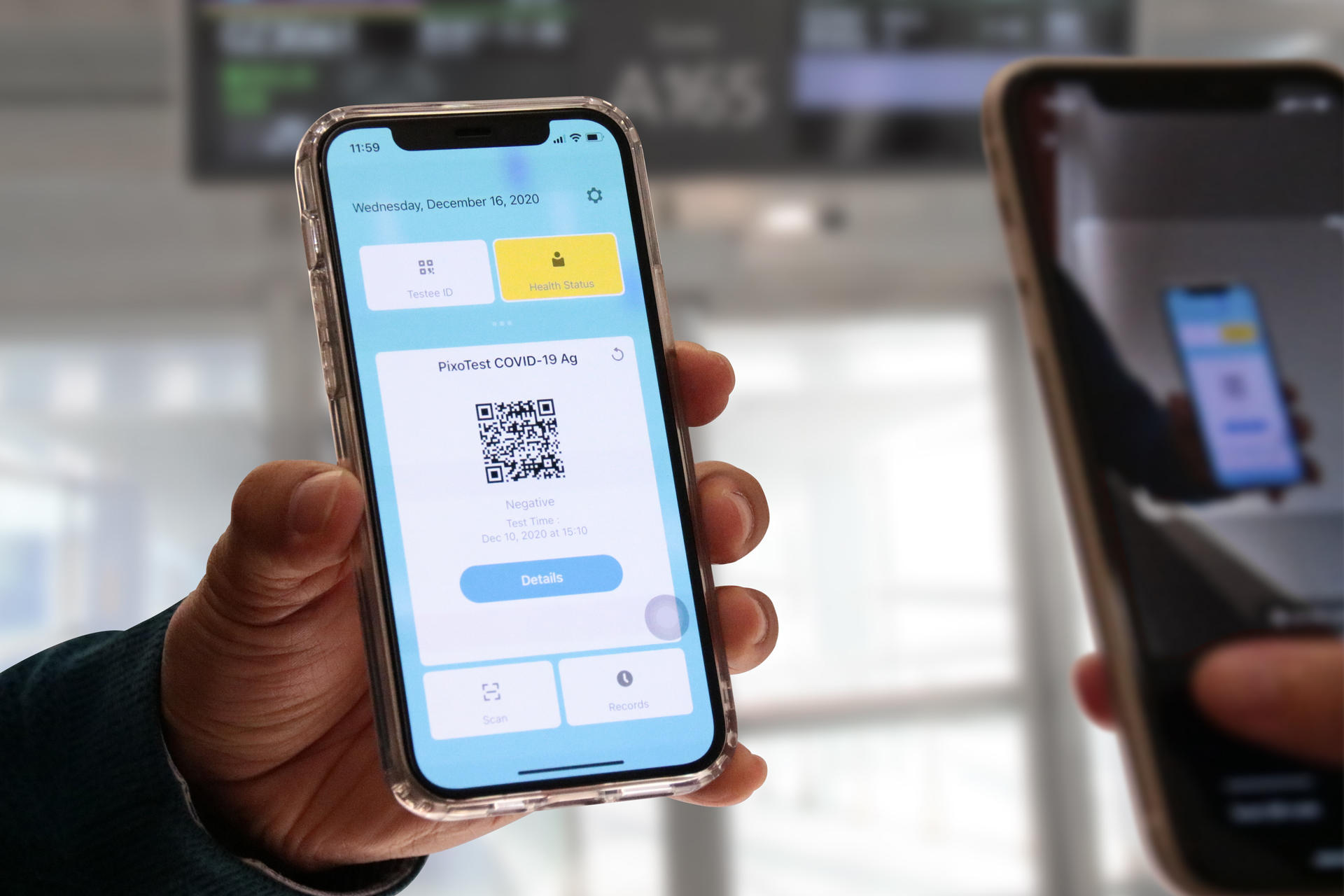 PixoTest COVID-19 Antigen Test result on PixoHealth Pass App